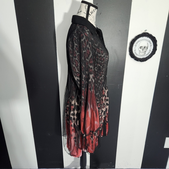 Red Leopard Mesh Top - Picture 5 of 9